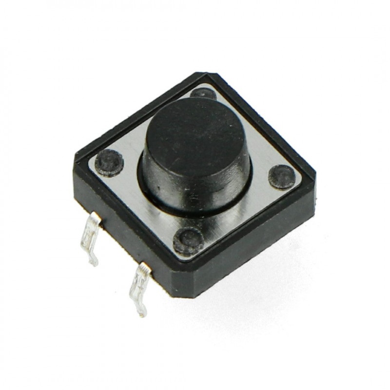 Tact Switch 12x12, 7mm THT 4pin - czarny