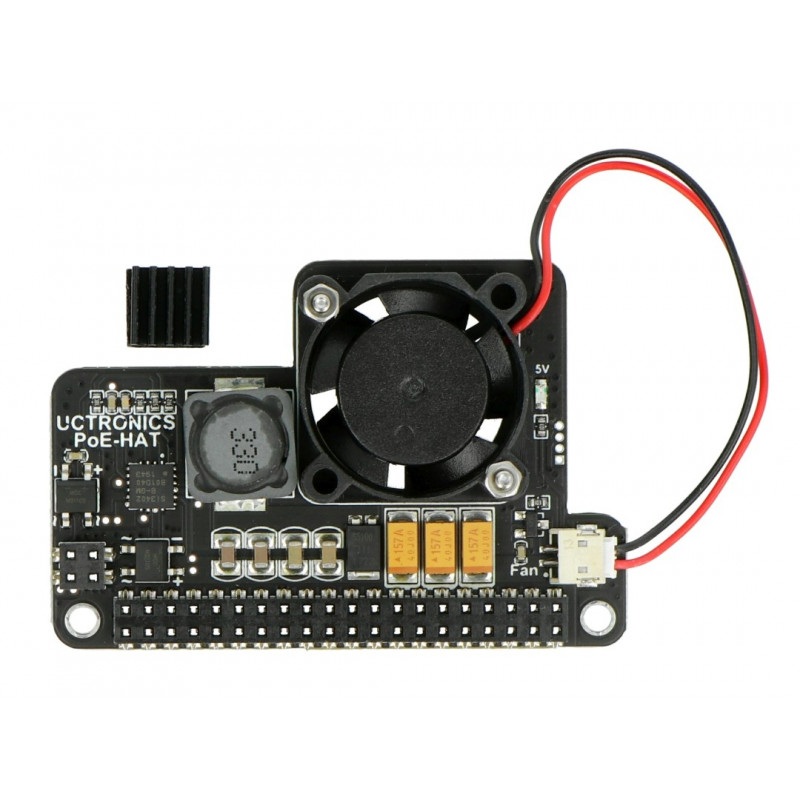 UCTRONICS Mini PoE Hat - moduł zasilania PoE do Raspberry Pi 4B/3B+/3B + wentylator