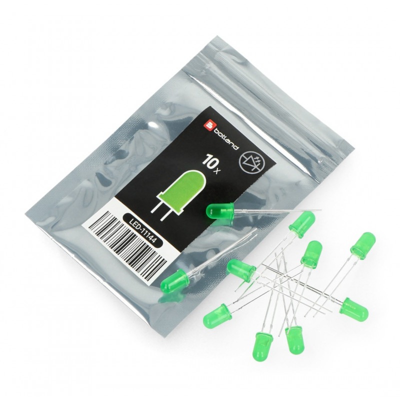 Dioda LED 5mm zielona - 10szt.