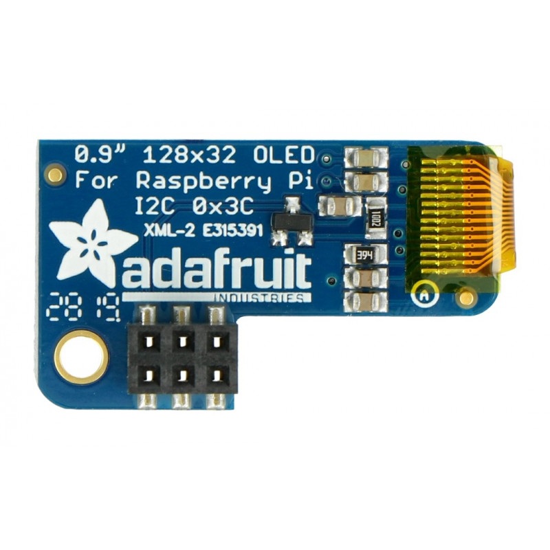 Adafruit PiOLED - wyświetlacz OLED graficzny 0,9'' 128x32px I2C dla Raspberry Pi