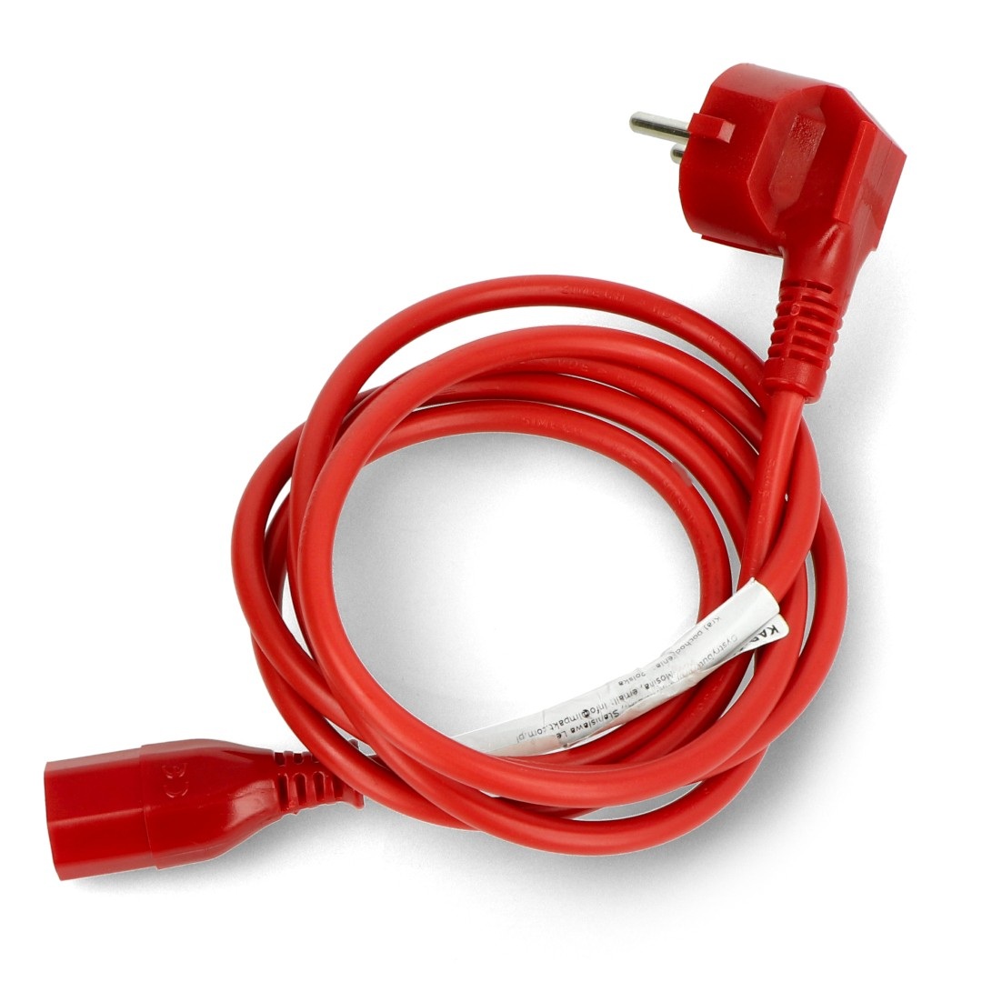 						Przewód zasilający IEC 1,8m VDE kątowy - czerwony