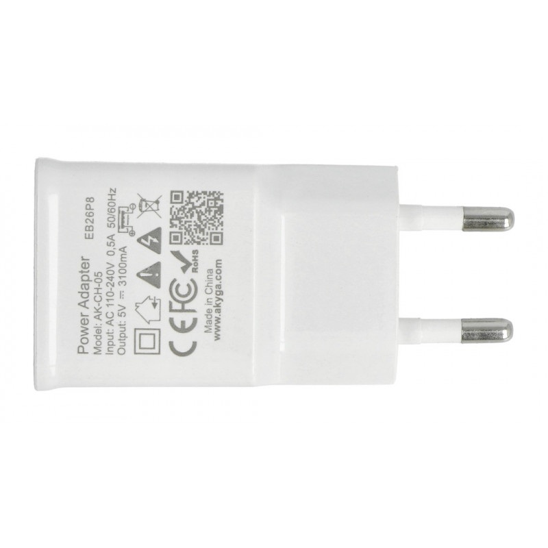 Zasilacz Akyga USB 5V 3,1A - Raspberry Pi 3/2/B+