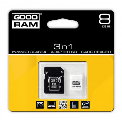 Goodram 3in1 - karta pamięci microSD 8GB klasa 4 + adapter + czytnik