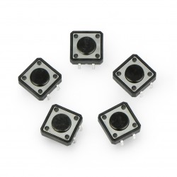 Tact Switch 12x12, 4mm THT 4pin - czarny