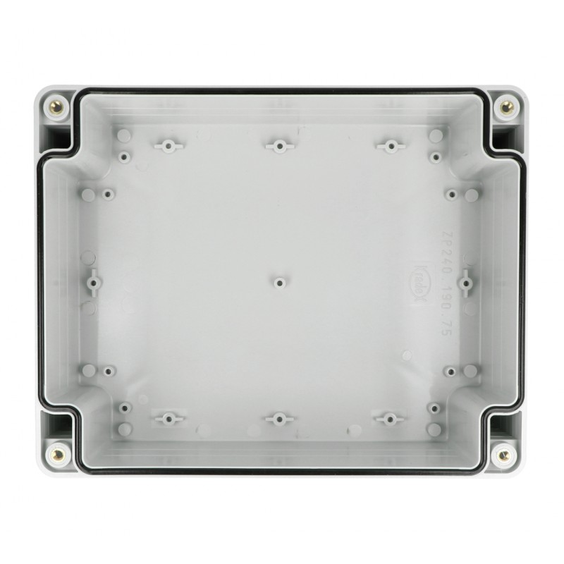 Zestaw Kradex - Hermetyczna obudowa ZP240.190.105SJp HTM PC z mosiężnymi tulejami - do montażu na ścianę - jasna