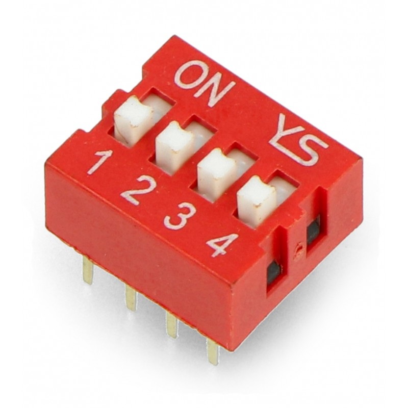 Przełącznik DIP switch 4-polowy - czerwony
