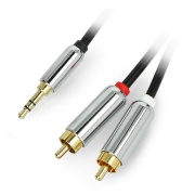 Przewód, kabel Jack 3,5mm - 2xRCA - czarny 2,5m - Blow