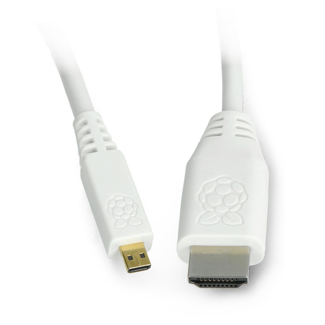 Przewód microHDMI - HDMI T7689AX - oryginalny do Raspberry Pi 4 - 1m - biały