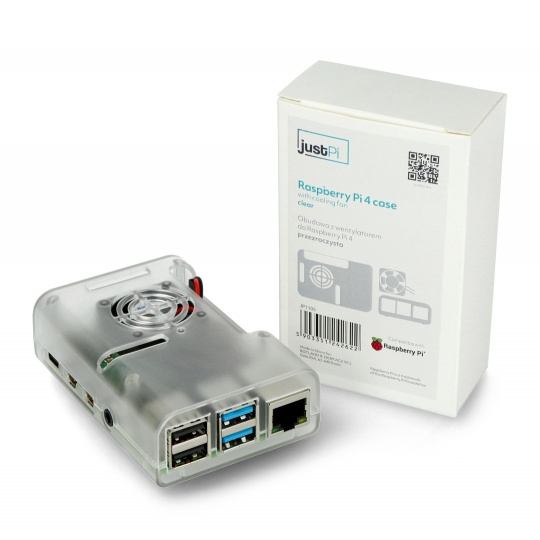 Корпус justPi для Raspberry Pi 4B з вентилятором - прозорий