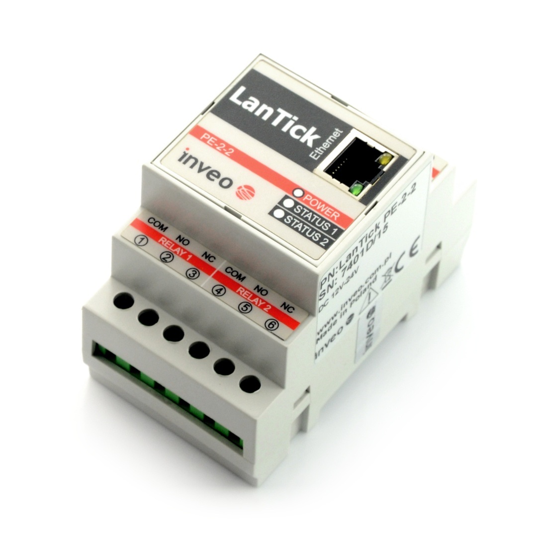 Inveo LanTick Pro PE-2-2 - moduł przekaźników IoT sterowany przez Internet