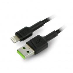 Przewód Green Cell USB A - lightning do iPhone/iPad/iPod - w oplocie nylonowym - 1,2m - czarny