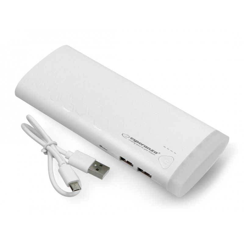 Mobilna bateria PowerBank Esperanza EMP114W 10000mAh - biała
