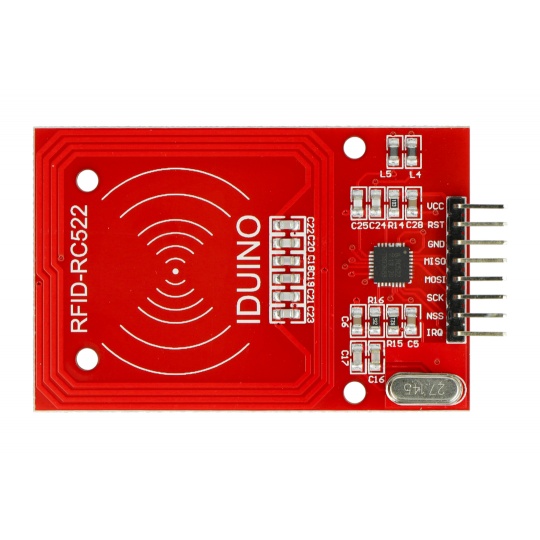 RFID-зчитувач RC522 13.56MHz SPI + картка та брелок - червоний - Iduino ME138