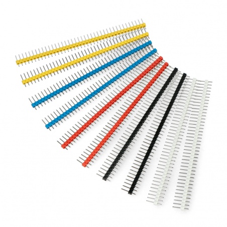 Zestaw goldpin 1x40 raster 2,54mm - różne kolory - 10szt. Zestaw goldpin 1x40 raster 2,54mm - różne kolory - 10szt.