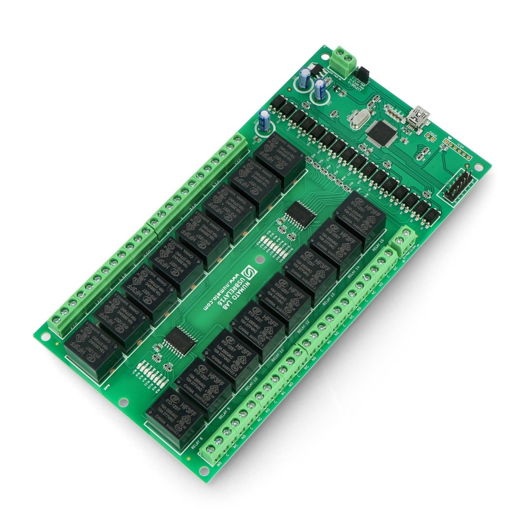 Numato Lab - moduł przekaźnika USB - 16 kanałów - 12 V - RL160001