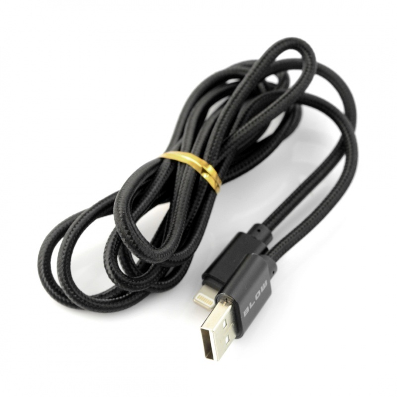 Przewód USB A - Lightning do iPhone / iPad / iPod - w oplocie Blow - czarny 1,5m