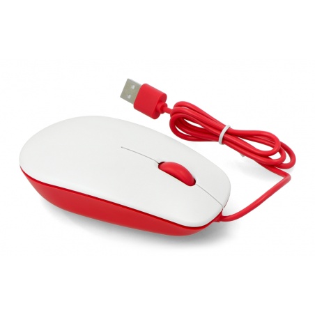 Mysz optyczna przewodowa Raspberry Pi 4B/3B+/3B/2B oficjalna - czerwono-biała Mysz optyczna przewodowa Raspberry Pi 4B/3B+/3B/2B oficjalna - czerwono-biała