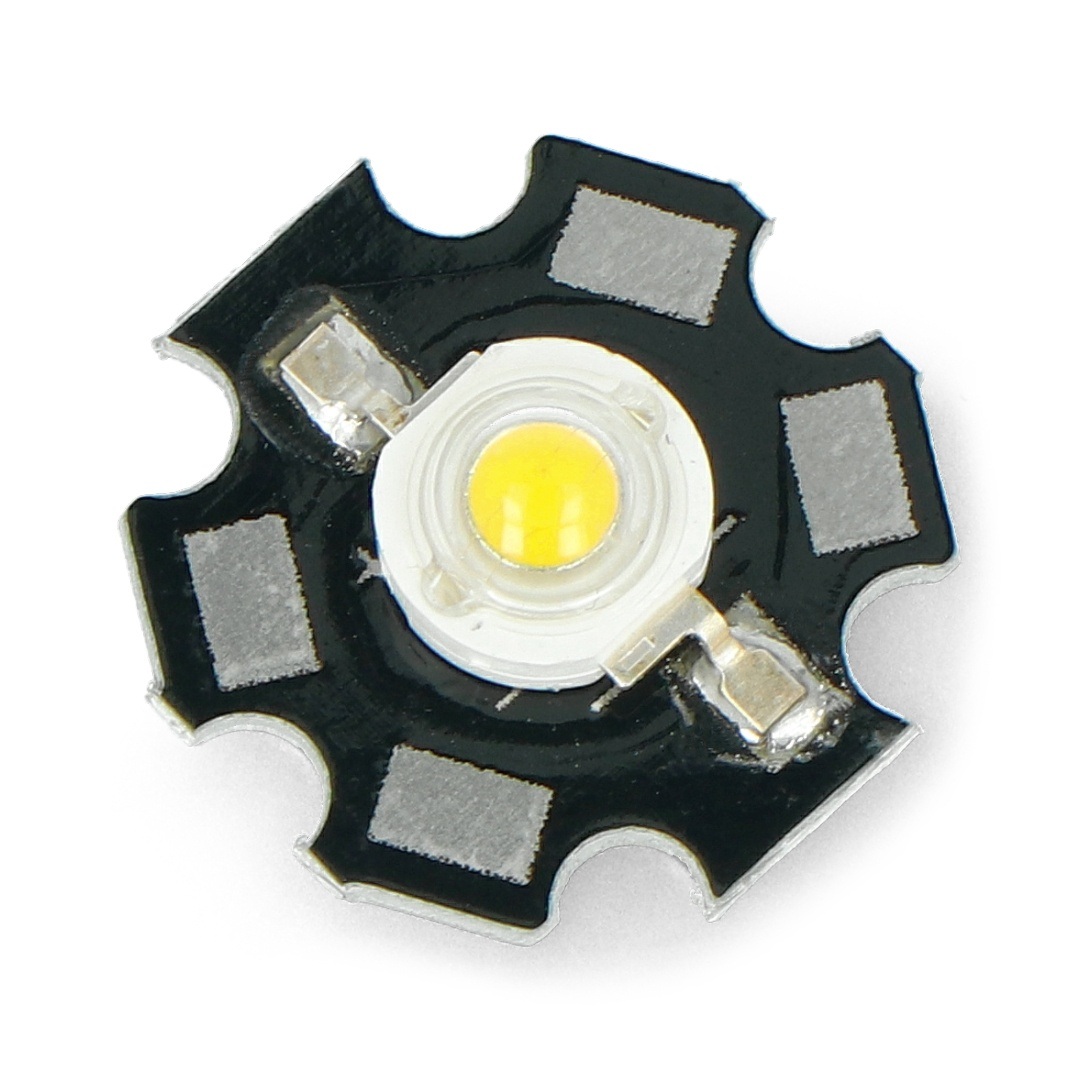 Dioda Power LED Star 1 W - biała ciepła z radiatorem