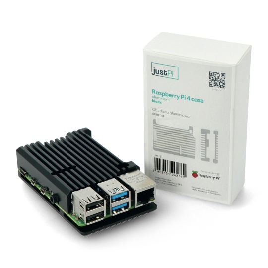 Корпус justPi для Raspberry Pi 4B - алюмінієвий - чорний - LT-4B03