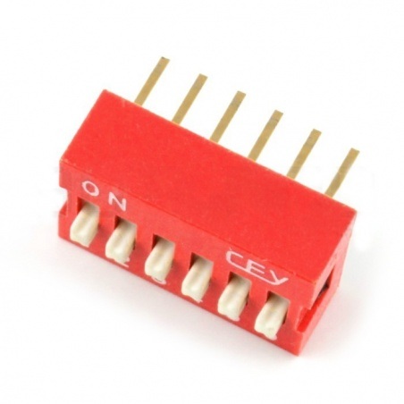 Przełącznik DIP switch 6-polowy - czerwony - 5 szt.