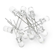 Dioda LED 5mm biała clear migająca - 10szt.