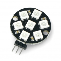 Pierścień LED RGB 7 x WS2812 5050 - wlutowane złącza