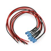 Dioda LED 5mm 12V z rezystorem i przewodem -