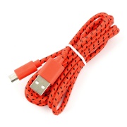 Przewód, kabel microUSB B - A w czerwonym oplocie