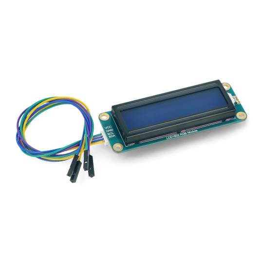 LCD1602 I2C дисплей 2x16 символів - кольоровий - RGB підсвічування Waveshare 19537