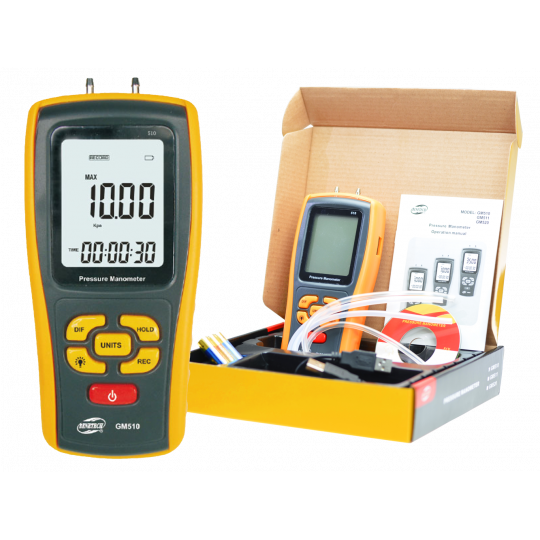 Цифровий диференціальний манометр - манометр газового тиску - Benetech GM510