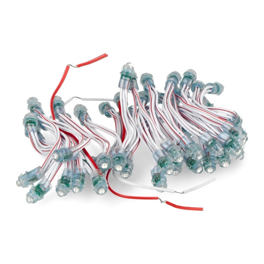 Піксельний ланцюжок - 50x світлодіодів 5 мм червоного кольору