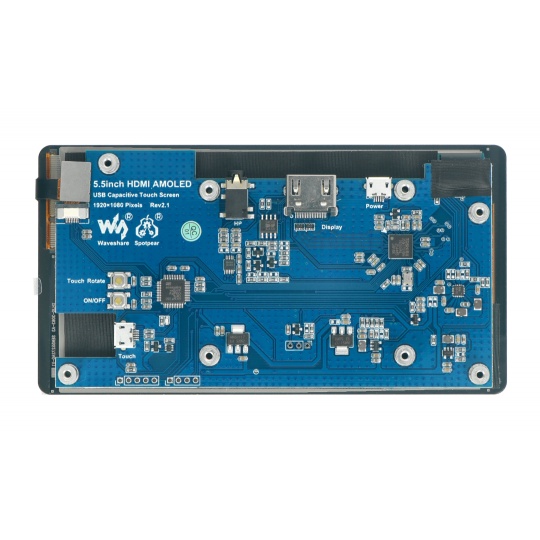 Сенсорний екран - ємнісний AMOLED 5.5'' 1080x1920px HDMI + USB для Raspberry Pi 4B/3B+/3B/2B/Zero - Waveshare 16103
