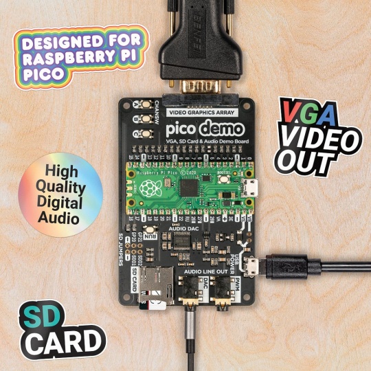 Pimoroni Pico VGA Demo Base - аудіо/відео розширення для Raspberry Pi Pico - Pimoroni PIM553