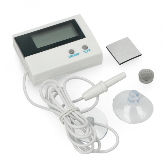 Термометр із зовнішнім зондом та РК-дисплеєм від -50°C до 80°C - білий