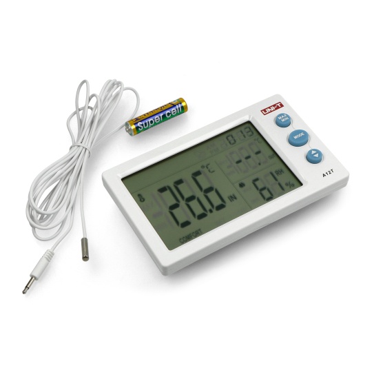 Метеостанція - вимірювач температури та вологості + зовнішній зонд Uni-T A12T