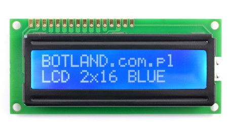 Wyświetlacz LCD 2x16 znaków niebieski