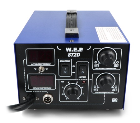 Stacja lutownicza 2w1 hotair i grotowa WEP 872D kompresor - 660W