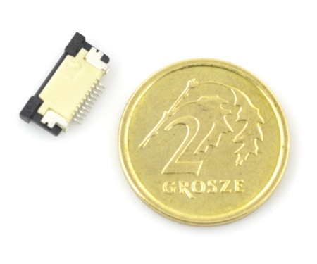 Złącze żeńskie ZIF, FFC/FPC, poziome 10 pin, raster 0,5 mm, górny kontakt
