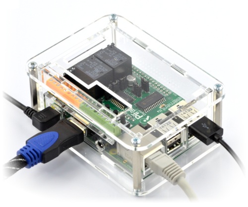 Obudowa do Raspberry Pi 3B+/3B/2B i modułu PiFace Digital 2 - przezroczysta