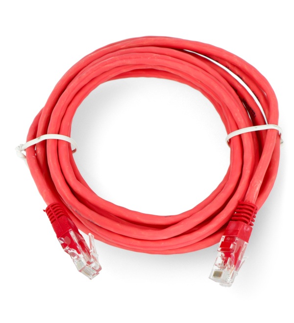 Przewód sieciowy Ethernet Patchcord UTP 5e 3m - czerwony