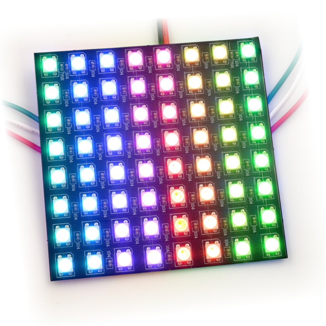 Elastyczna matryca 8x8 - 64 LED RGB - WS2812B indywidualnie adresowane