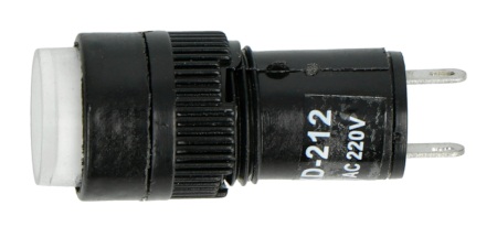 Kontrolka 230 V AC - 12 mm - biała.