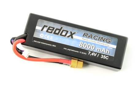 Pakiet Li-Pol Redox Racing 8000 mAh 35C 2S 7,4 V.