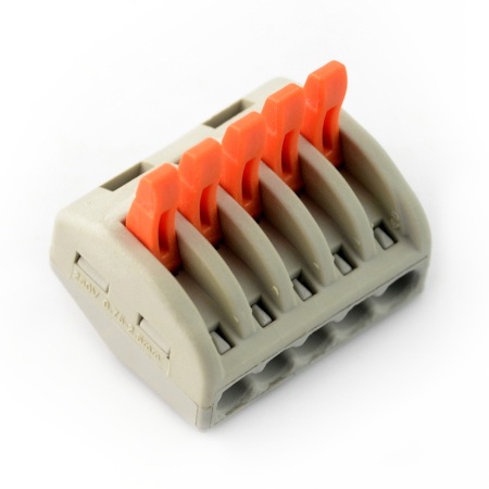Kostka elektryczna 5 pin 250 V - pomarańczowa