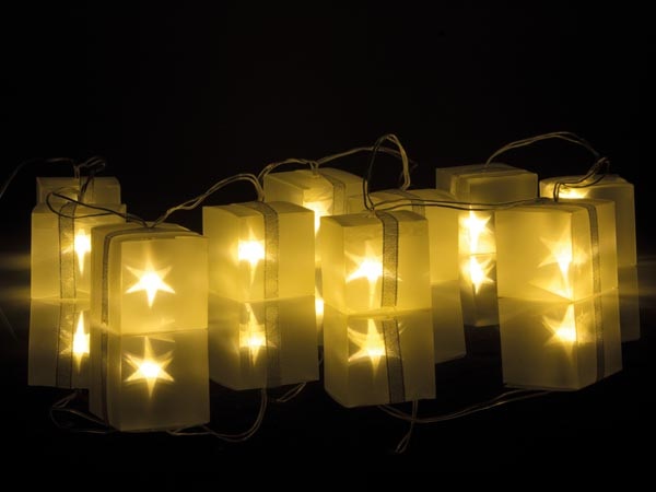 Girlanda LED - w kształcie prezentów - efekt hologramu