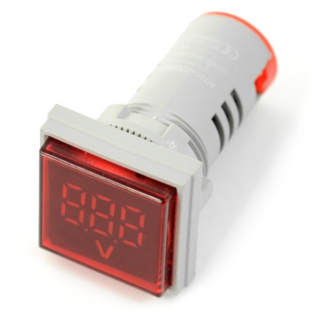 Woltomierz cyfrowy - LED 32 x 32 mm - 500 V AC - czerwony