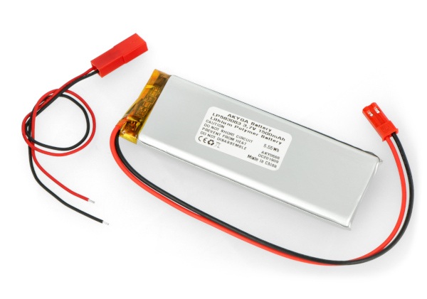 Akumulator Li-Pol Akyga 2100mAh 1S 3,7V - złącze JST-BEC + gniazdo - 83x30x5,8mm