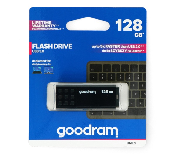 GoodRam Flash Drive - Pamięć USB 3.0 Pendrive - UME3 Black 128 GB