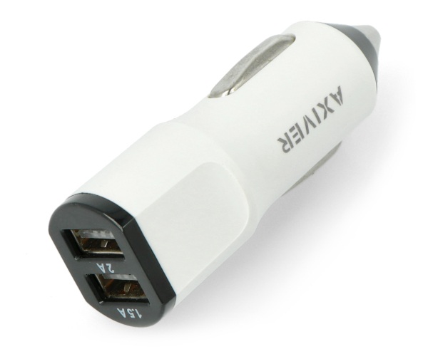  Ładowarka samochodowa Axiver - 2x USB - 3,5A 5V/12V/24V - biała