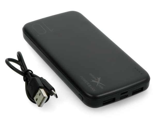 Mobilna bateria Powerbank Extreme Style Ampere 10000mAh - microUSB, USB C, Lightning - czarna
